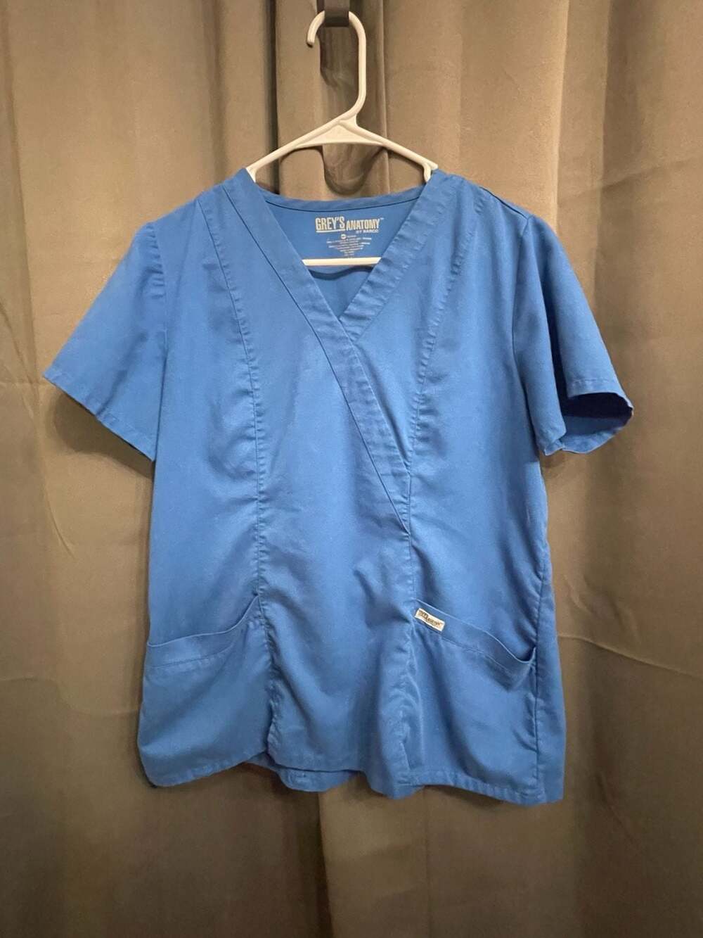 Grey's Anatomy by Barco Women's Ciel Blue Mock Wrap Scrub Top Size M